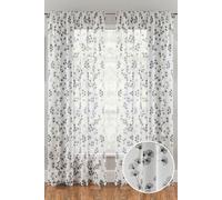 Delila Leaf Print Voile Panel - Pair Tyrone Textiles Black 140cm width x 137cm drop