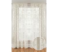 Tyrone Textiles Delila Cream Leaf Print Voile Panel Pair 140 X 229Cm (55X90'')