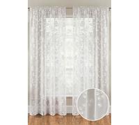 Tyrone Textiles Delila White Leaf Print Voile Panel Pair 140 X 183Cm (55X72'')