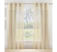 Tyrone Textiles Andorra Cream Textured Header Sheer Voile Panels - Pair 140 X 229Cm (55X90")