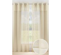 Tyrone Textiles 'Andorra' Cream Textured Header Voile Panels Pair with Eyelet Header | Size: 140 cm width x 229 cm drop Tyrone Textiles Cream 140 cm width x 229 cm drop