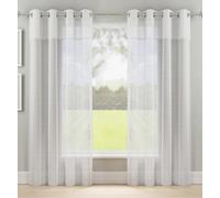 Tyrone Textiles Andorra White Textured Header Sheer Voile Panels - Pair 140 X 137Cm (55X54")