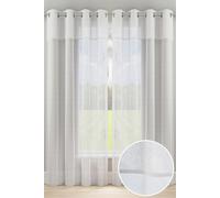 Tyrone Textiles 'Andorra' White Textured Header Voile Panels Pair with Eyelet Header | Size: 140 cm width x 137 cm drop Tyrone Textiles White 140 cm width x 137 cm drop
