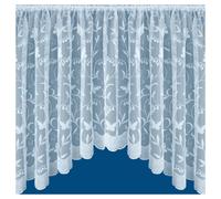 Tyrone Textiles Butterfly and Leaf Floral Net Lace Curtain Jardiniere with Elevated Base - White - 36" (91cm) - 150" (381cm)