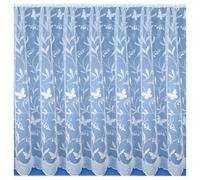 Tyrone Textiles Butterfly and Leaf Floral Net Lace Curtain - Pre Cut Ready To Hang - White - 45" (114cm) - 79" (200cm)