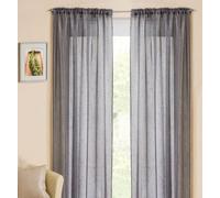 Tyrone Textiles Casablanca Grey Contemporary Metallic Linen-Look Voile Panel With Shimmering Yarn - Pair 138X122Cm (54X48")