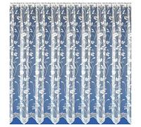 Tyrone Textiles Corsica - White All Over Patterned Trailing Leaf Net Curtain (Drop: 40" (106cm) x Width: 5m (500cm))