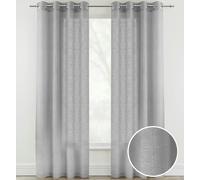 Tyrone Textiles Crete Linen Look Sheer Voile Panel Pair with Eyelet Header - Ideal for Living Rooms & Bedrooms - Silver - 57" (145cm) Width x 90" (229cm) Drop