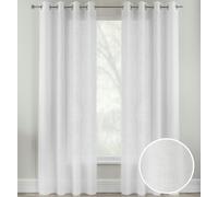 Tyrone Textiles Crete Linen Look Sheer Voile Panel Pair with Eyelet Header - Ideal for Living Rooms & Bedrooms - White - 57" (145cm) Width x 54" (137cm) Drop