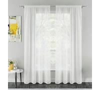 Tyrone Textiles Destiny Metallic Diamond Print On Sheer Linen Look Fabric with Rod Pocket Header - Ready To Hang - Gold - 55" (140cm) Width x 90" (229cm) Drop