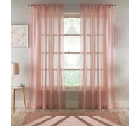 Tyrone Textiles Eden Recycled Eco Friendly Linen Look Plan Voile Panel Pair with Rod Pocket- Ready To Hang - Blush - 55" (140cm) Width x 72" (183cm) Drop
