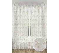 Tyrone Textiles Embroidered Leaf Design Voile Panels - Pair - Natural - 55" (140cm) Width x 72" (183cm) Drop