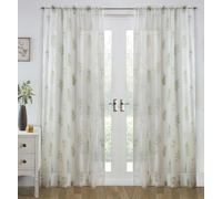 Tyrone Textiles Floral Leaf Voile Panel with Rod Pocket Header for Living Room & Bedrooms - Green - 55" (140cm) Width x 54" (137cm) Drop