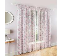 Tyrone Textiles Floral Print Voile Panels Pair with Rod Pocket Header - Pink - 55" (140cm) Width x 72" (183cm) Drop