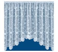 Tyrone Textiles Hawaii White Butterfly Jardiniere Net Curtain - Scalloped Base - Floral Lace - Rod Pocket - Width 508cm x Drop 160cm - Decorative Sheer Panel for Kitchen, Living Room or Conservatory