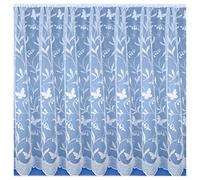 Tyrone Textiles Hawaii White Net Curtain - All-Over Floral & Butterfly Design with Dust & Pollen Filtration - Rod Slot Top - Drop 54" / Width 6 Metre - Sheer Privacy Panel for Living Room or Kitchen
