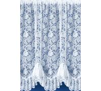 Tyrone Textiles Kew Traditional Floral White Net Curtain Flounce | Size: 300 cm width x 107 cm drop Tyrone Textiles White 300 cm width x 107 cm drop