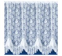Tyrone Textiles Kew Traditional Floral White Net Curtain Flounce (Width - 200Cm X Drop - 114Cm)