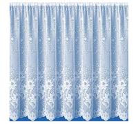 Tyrone Textiles Lagos White Floral Net Curtain - Elegant Lace Design with Scalloped Hem & Dust and Pollen Filtration - Rod Slot Top - Width 5m / Drop 72" (183cm) - Sheer Privacy Window Curtain