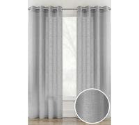 Tyrone Textiles Linen Look Sheer Voile Panel Pair with Eyelet Header - Ideal for Living Rooms & Bedrooms in Silver | Size: 140 cm width x 137 cm drop Tyrone Textiles Silver 140 cm width x 137 cm drop