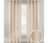Tyrone Textiles Linen Look Sheer Voile Panel Pair with Eyelet Header - Ideal for Living Rooms & Bedrooms - Natural - 55" (140cm) Width x 90" (229cm) Drop