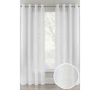 Linen Look Sheer Voile Panel Pair with Eyelet Header - Ideal for Living Rooms & Bedrooms Tyrone Textiles White 140cm width x 183cm drop