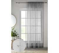 Tyrone Textiles Ltd Bee Voile Panel - Metallic Bee Print Linen Look Voile Panel (Grey/Silver, Drop - 54" (137cm))