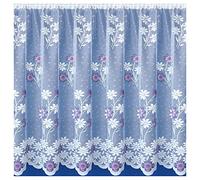 Tyrone Textiles Ltd Primrose - Coloured Floral Lace Net Curtain. Sold by the Metre (Purple/Lilac/Lavender, Drop - 48" / 122cm)