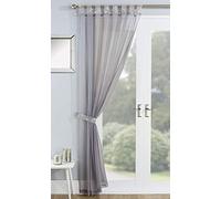 Tyrone Textiles Ltd Vegas Grey Glitzy Tab Top Voile Panel (Drop - 72" (183cm))