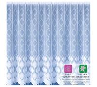 Tyrone Textiles Marseille White Geometric Net Curtain - Modern Pattern with Scalloped Base - Rod Slot Top - Width 2m / Drop 40" (102cm) - Sheer Window Curtain for Privacy and Light Filtering