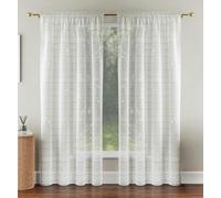 Tyrone Textiles Metallic Lurex Stripe Voile Panels Pair with Rod Pocket Header - Gold - 55" (140cm) Width x 90" (229cm) Drop
