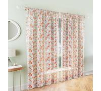 Tyrone Textiles Mia Burnt Orange Floral Print Sheer Voile Panels - Pair 140 X 137Cm (55X54")