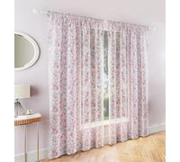 Tyrone Textiles Mia Pink Floral Print Sheer Voile Panels - Pair 140 X 122Cm (55X48")
