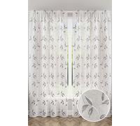 Tyrone Textiles Oasis Grey Embroidered Leaf Design Voile Panels - Pair | Size: 140 cm width x 183 cm drop Tyrone Textiles Grey 140 cm width x 183 cm drop