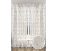 Tyrone Textiles Oasis Natural Embroidered Leaf Design Voile Panels - Pair | Size: 140 cm width x 137 cm drop Tyrone Textiles Natural 140 cm width x 137 cm drop