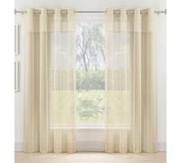 Tyrone Textiles Pair of Andorra Cream Textured Header Sheer Voile Panels 137 CM with Eyelet Header