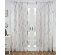 Tyrone Textiles Pair of Bracken Grey Wild Leaf Print Sheer Voile Panels with Sequins 137 CMS