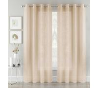 Tyrone Textiles Pair of Crete Natural Linen Look Sheer Voile Panels 183 CM with Eyelet Header
