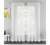 Tyrone Textiles Pair of Destiny Silver Metallic DIamond Print Sheer Voile Panels 183 CM with Rod Pocket Header
