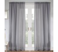 Tyrone Textiles Pair of Jewel Grey Diamante Embellished Sheer Voile Panels 229 CM with Rod Pocket Header