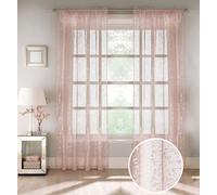 Tyrone Textiles Pair Of Pandora Blush Glittery Metallic Print Panel With Rod Pocket Header 122 Cms
