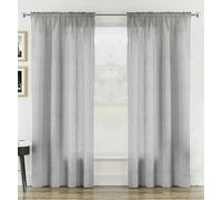 Tyrone Textiles Plain Linen-Look Voile Panels Pair with Rod Pocket Header - Silver - 55" (140cm) Width x 54" (137cm) Drop