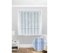 Tyrone Textiles Plain Stripe Sheer Lace Net Curtain - Pre Cut Ready To Hang in White | Size: 500 cm width x 101 cm drop Tyrone Textiles White 500 cm width x 101 cm drop