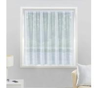 Tyrone Textiles Plain Stripe Sheer Lace Net Curtain - Pre Cut Ready To Hang - White - 54" (137cm) - 197" (500cm)