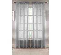 Tyrone Textiles Recycled Eco Friendly Linen Look Plan Voile Panel Pair with Rod Pocket- Ready To Hang in Silver | Size: 140 cm width x 122 cm drop Tyrone Textiles Silver 140 cm width x 122 cm drop