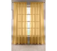 Tyrone Textiles Recycled Eco Friendly Linen Look Plan Voile Panel Pair with Rod Pocket- Ready To Hang in Yellow | Size: 140 cm width x 137 cm drop Tyrone Textiles Yellow 140 cm width x 137 cm drop