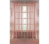 Tyrone Textiles Recycled Eco Friendly Linen Look Plan Voile Panel Pair with Rod Pocket- Ready To Hang in Pink | Size: 140 cm width x 122 cm drop Tyrone Textiles Pink 140 cm width x 122 cm drop