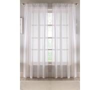 Tyrone Textiles Recycled Eco Friendly Linen Look Plan Voile Panel Pair with Rod Pocket- Ready To Hang in White | Size: 140 cm width x 137 cm drop Tyrone Textiles White 140 cm width x 137 cm drop