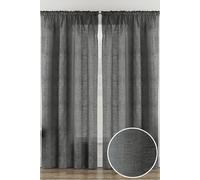Tyrone Textiles Rhodes' Charcoal Plain Linen-Look Voile Panels Pair with Rod Pocket Header | Size: 140 cm width x 137 cm drop Tyrone Textiles Charcoal 140 cm width x 137 cm drop