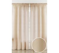 Tyrone Textiles Rhodes' Natural / Beige Plain Linen-Look Voile Panels Pair with Rod Pocket Header | Size: 140 cm width x 229 cm drop Tyrone Textiles Natural 140 cm width x 229 cm drop